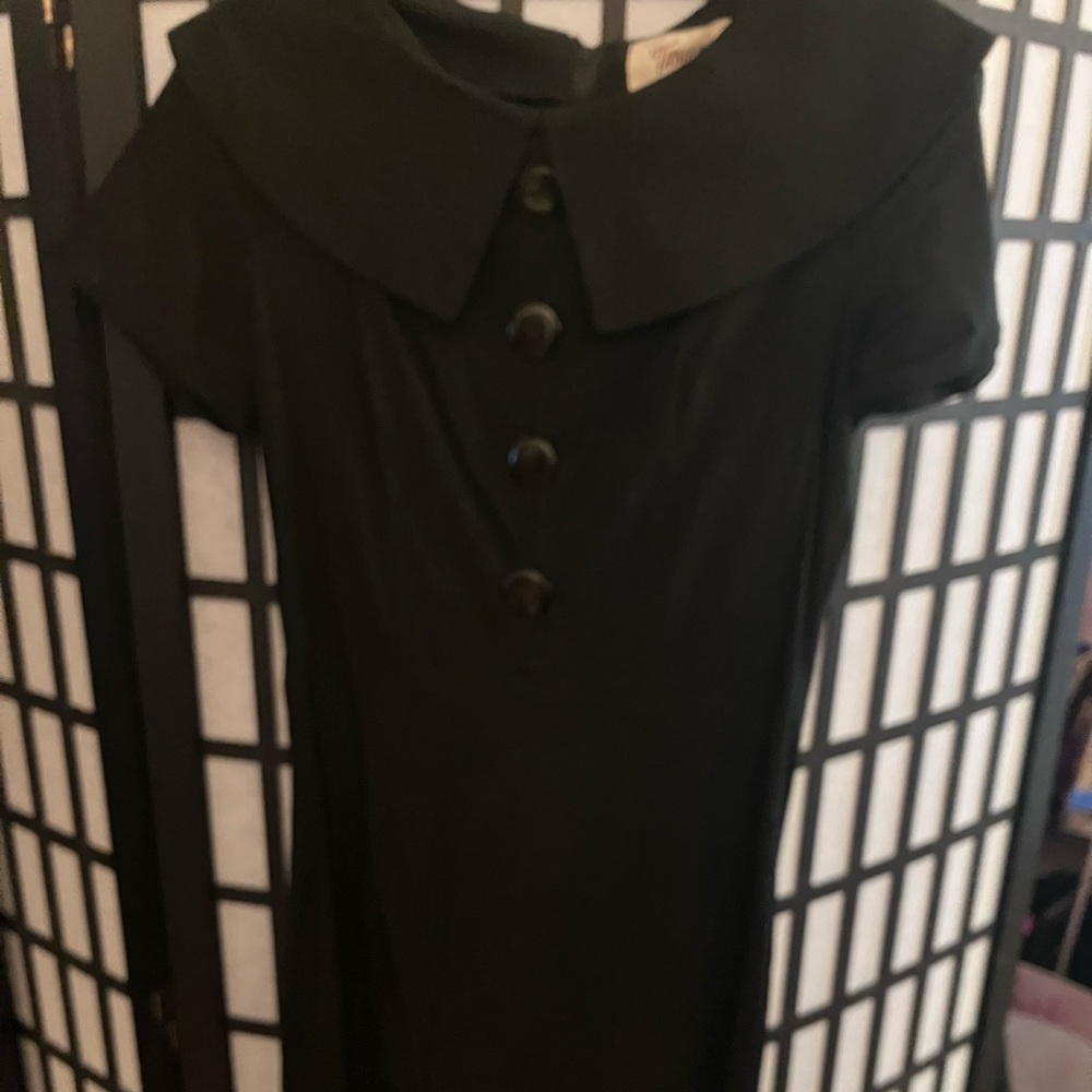 Tatyana- Bettie Page secretary  Black Dress with Button Detail